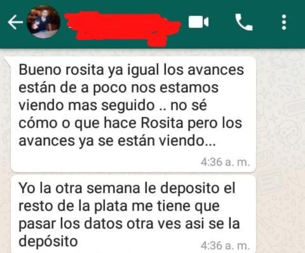 Captura de testimonio de WhatsApp de Sergio