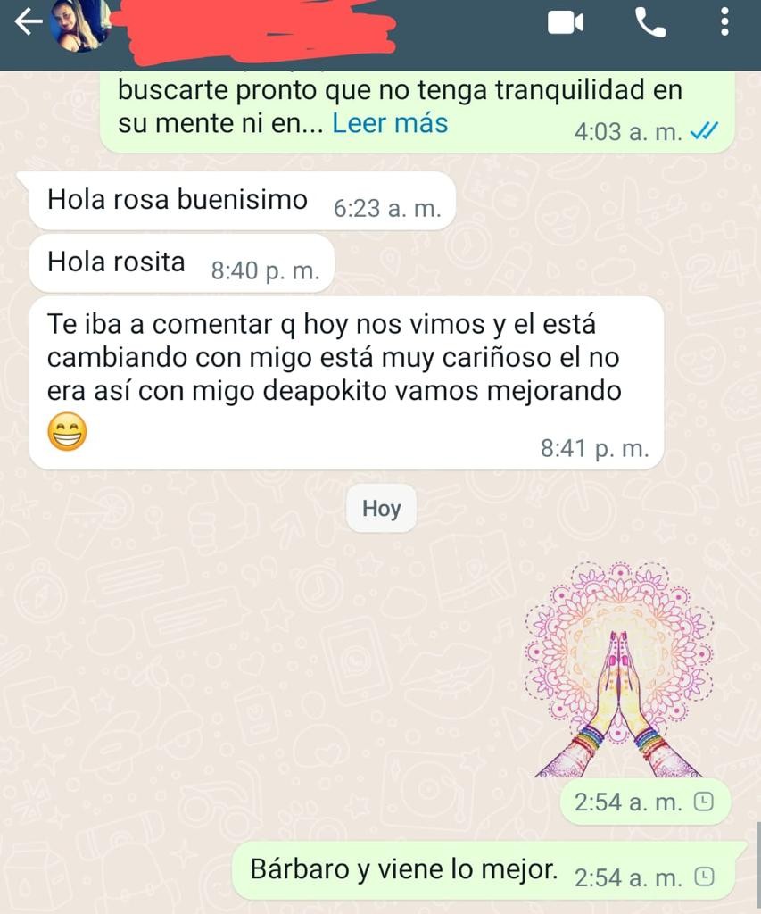Captura de testimonio de WhatsApp de Patricia